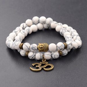 natural buddha yoga bracelet white