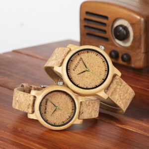 natural wood couple watch